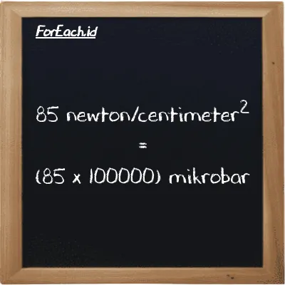 85 newton/centimeter<sup>2</sup> setara dengan 8500000 mikrobar (85 N/cm<sup>2</sup> setara dengan 8500000 µbar)